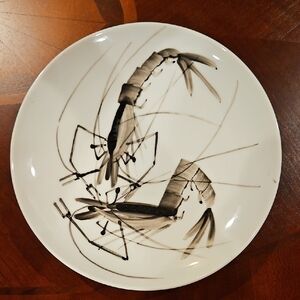 Monochrome Ceramic 3-D Raised Texture Shrimp Art Plate